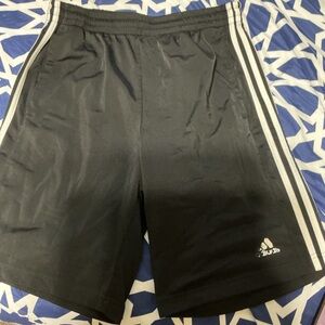 Adidas Men's Black Shorts with White Stripes